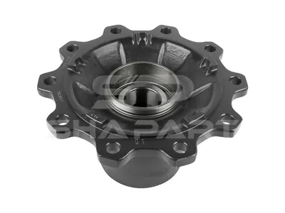 10.10425 Wheel hub, with bearing, d1: 120 mm, d2: 150 mm, D: 380 mm, 10 bores, b: 22 mm, P: 335 mm, M136 x 2,5, H: 224 mm
