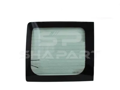 13.84050SP Rear window, left, tinted green, wooden box