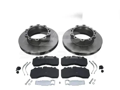 1.35035 Brake disc kit, with linings, D: 430 mm, 10 bores, P: 237 mm, M16 x 1,5, H: 131 mm, S: 45 mm, s: 37 mm