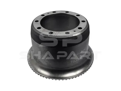 2.40308 Brake drum, D: 394 mm, 10 bores, b: 28 mm, P: 335 mm, d: 282 mm, H: 312 mm, B: 266 mm