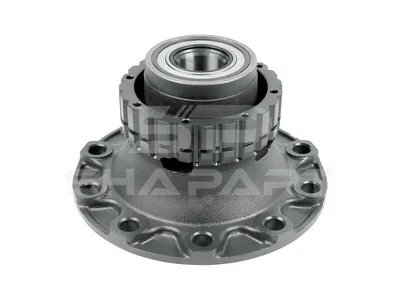 2.65244 Wheel hub, with bearing, d1: 125 mm, d2: 125 mm, D: 383 mm, 10 bores, b: 27.2 mm, P: 335 mm, H: 165.5 mm