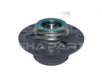 6.54150 Wheel hub, with bearing, d1: 160 mm, d2: 140 mm, D: 376 mm, 10 bores, b: 25 mm, H: 216 mm