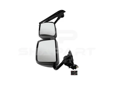 6.75022 Main mirror, complete, left, heated, electrical, black, 24 V, r: 300 mm, R: 1200 mm, L: 880 mm, W: 340 mm, S: 155 mm